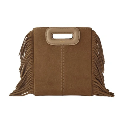 Maje Camel Mini M Tassel-trimmed Suede Shoulder Bag 1 Size In Camel