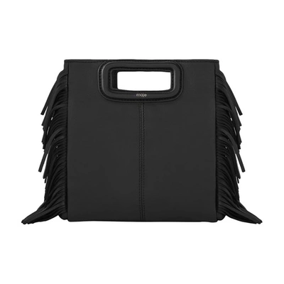 Shop Maje Smooth Leather M Bag In Noir