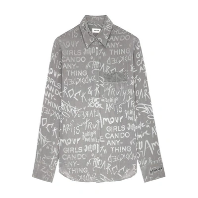 Shop Zadig & Voltaire Morning Jacquard Silk Shirt In Gris_moyen