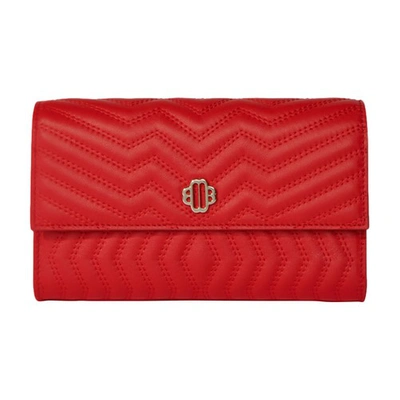 Shop Maje Clover Leather Clutch In Rouge