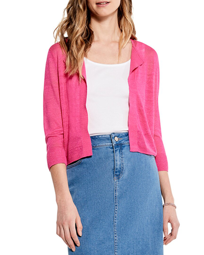 Shop Nic + Zoe Nic+zoe Petite Easy Featherweight Linen-blend Petite Cardigan In Pink