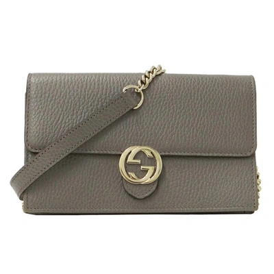 Shop Gucci Interlocking G Grey Leather Shopper Bag ()