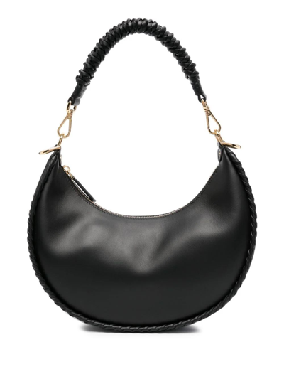 Shop Fendi Braided Edge Shoulder Bag In Black