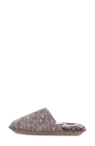 Floopi Aurora Knit Scuff Slipper With Faux Fur Lining In Brown