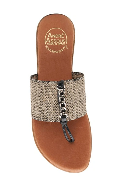 Shop Andre Assous Nerice Sandal In Black/ Beige Linen
