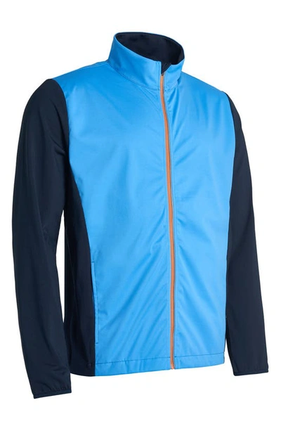 Shop Abacus Navan Water Repellent Soft Shell Golf Jacket In Sky Blue