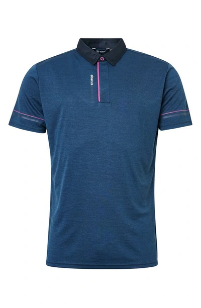 Shop Abacus Monterey Drycool Golf Polo In Navy Hibiscus