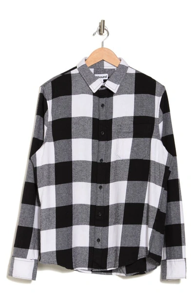 Shop Abound Long Sleeve Flannel Button-up Shirt In Black- White Buffalo