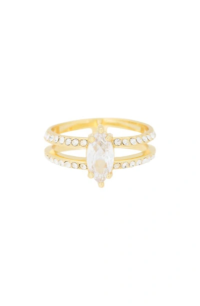 Shop Covet Marquise Double Band Ring In Gold