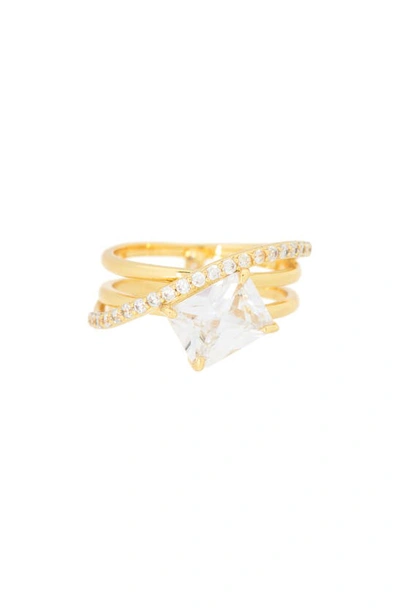 Covet Split Shank Cz Ring In Gold