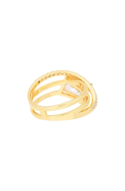 Shop Covet Split Shank Cz Ring In Gold