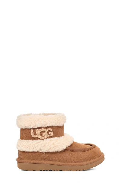 Shop Ugg Kids' Ultra Mini Fluff Genuine Shearling Boot In Chestnut