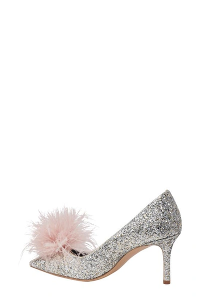 Shop Kate Spade Marabou Pointed Toe Pump In Gold/ Silver