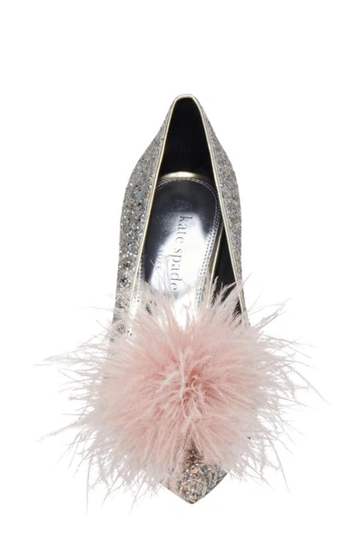 Shop Kate Spade Marabou Pointed Toe Pump In Gold/ Silver