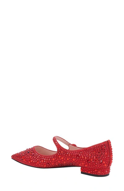 Shop Kate Spade Maya Crystal Pointed Toe Flat In Sour Cherry