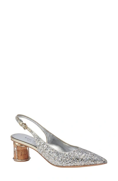 Shop Kate Spade Soiree Glitter Slingback Pump In Gold/ Silver