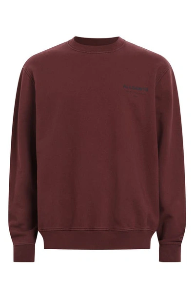 Shop Allsaints Underground Logo Organic Cotton Graphic Sweatshirt In Mars Red