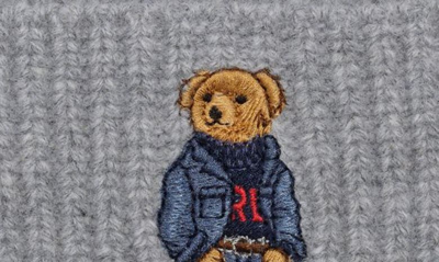 Shop Polo Ralph Lauren Classic Gents Bear Scarf & Beanie Boxed Gift Set In Andover Hthr