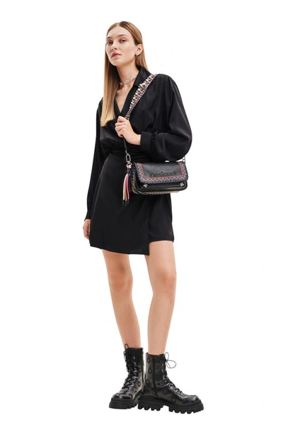 Shop Desigual Matisse Long Sleeve Wrap Dress In Black