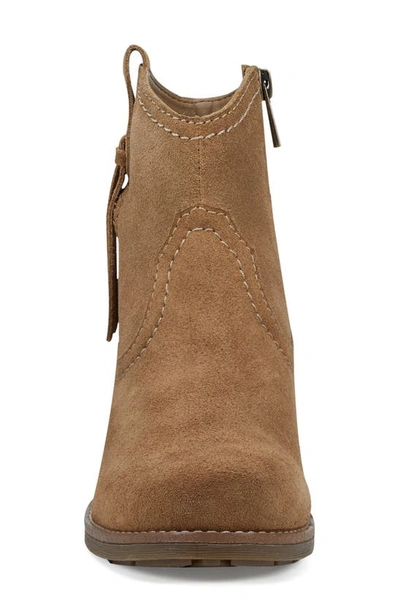 Earth Irene Block Heel Zip Bootie In Tan