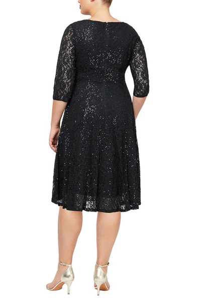 Shop Slny Lace Fit & Flare Dress In Black