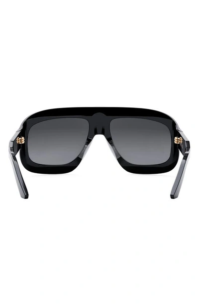 Shop Dior 'signature M1u 58mm Rectangular Sunglasses In Shiny Black / Gradient Smoke