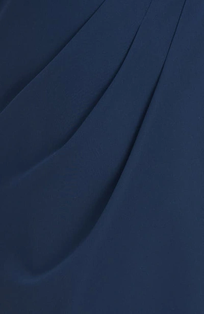 Kay Unger Irina Long Sleeve A-line Gown In Night Blue