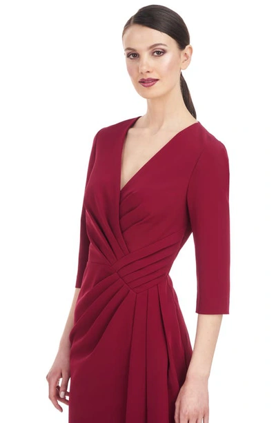 Shop Kay Unger Leena Pleated Midi Dress In Crimson