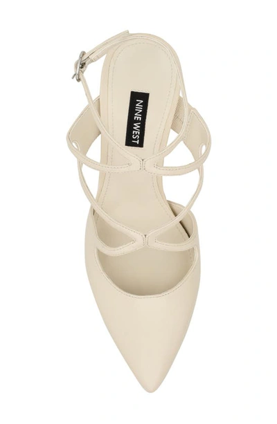 Shop Nine West Maes Ankle Strap Pointed Toe Pump In Ivory