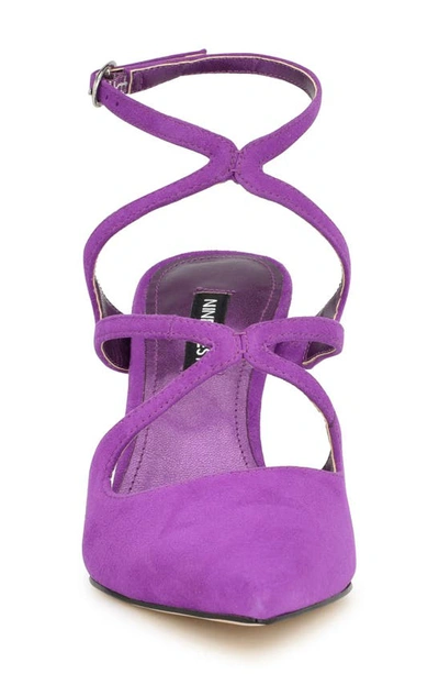Shop Nine West Maes Ankle Strap Pointed Toe Pump In Medium Purple
