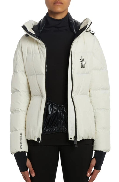 Shop Moncler Bouquetin Belted Down Jacket In White