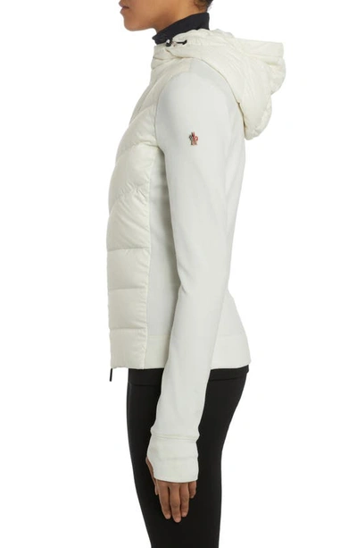 Moncler Grenoble Quilted Nylon & Stretch Fleece Hooded Cardigan In White