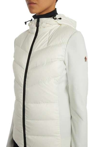 Moncler Grenoble Quilted Nylon & Stretch Fleece Hooded Cardigan In White