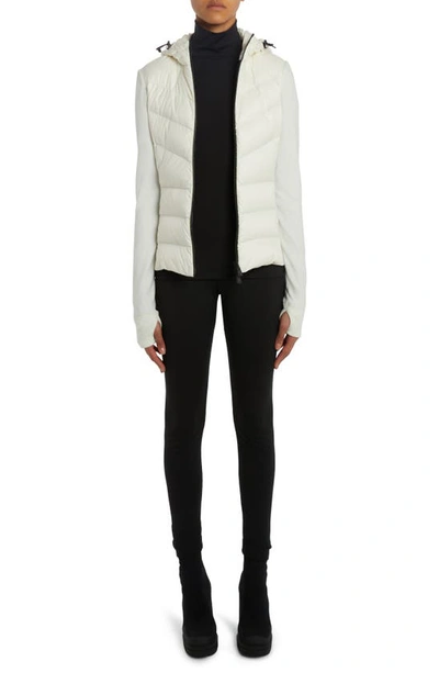 Moncler Grenoble Quilted Nylon & Stretch Fleece Hooded Cardigan In White