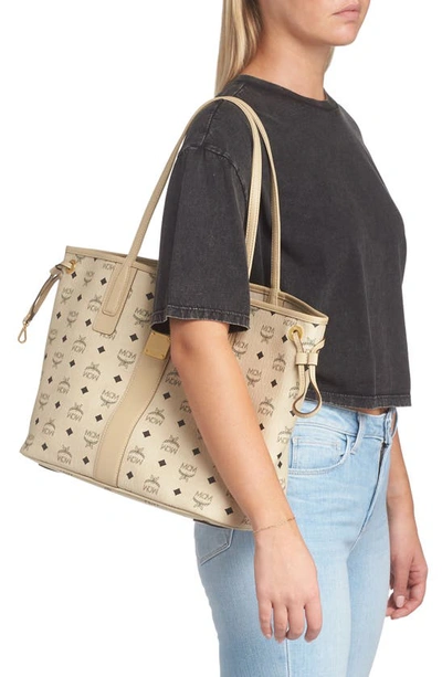 Shop Mcm Medium Liz Reversible Shopper In Beige Black Logo