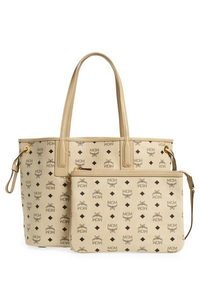 Shop Mcm Medium Liz Reversible Shopper In Beige Black Logo