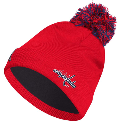 Shop Adidas Originals Adidas Red Washington Capitals Cold.rdy Cuffed Knit Hat With Pom