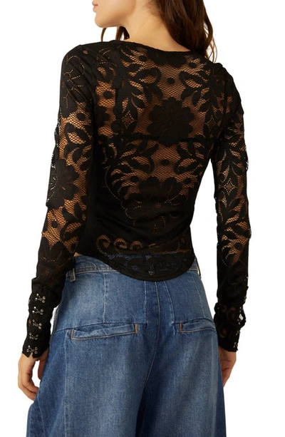 Shop Free People Wild Roses Lace Crop Top In Black