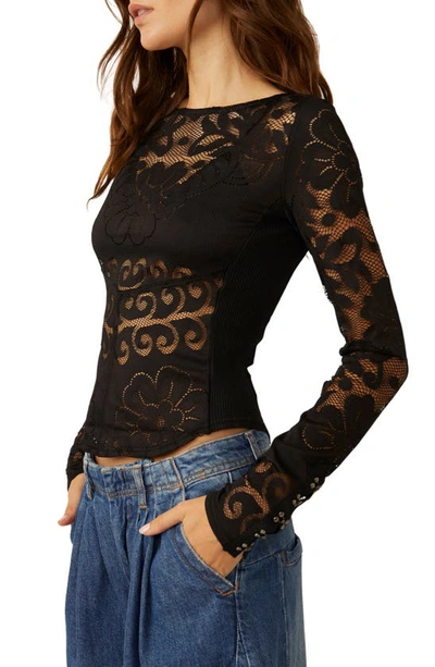 Shop Free People Wild Roses Lace Crop Top In Black
