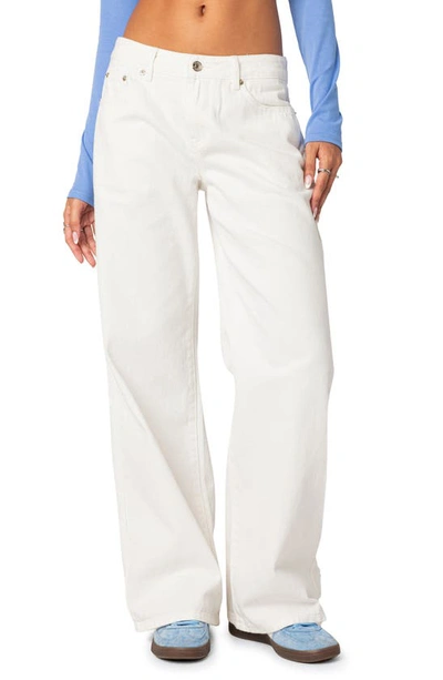 Shop Edikted Roman Slouchy Low Rise Wide Leg Jeans In White