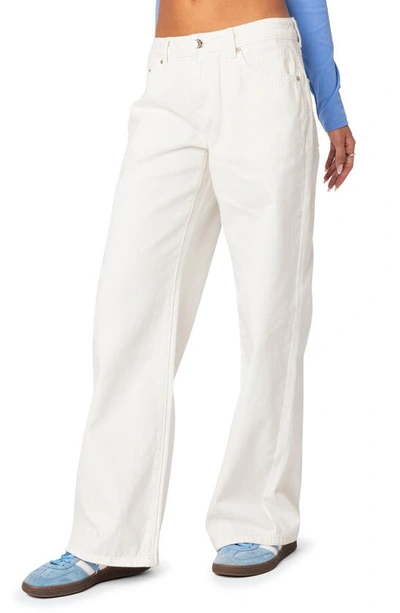Shop Edikted Roman Slouchy Low Rise Wide Leg Jeans In White