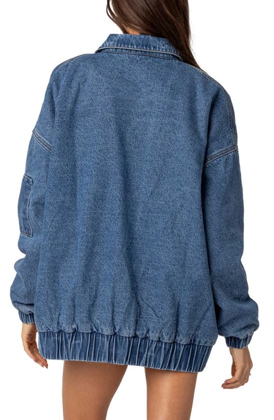 Shop Edikted Sophie Oversize Denim Jacket In Blue-washed