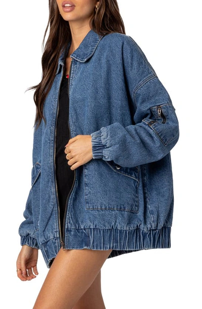 Edikted Sophie Oversize Denim Jacket In Blue-washed