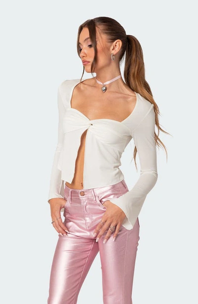 Edikted Maxine Twist Split Front Top In White