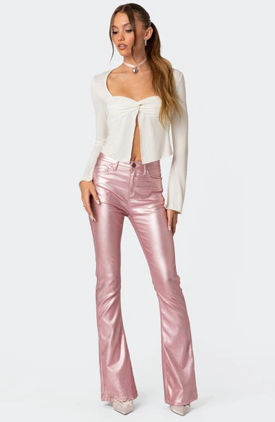 Edikted Maxine Twist Split Front Top In White