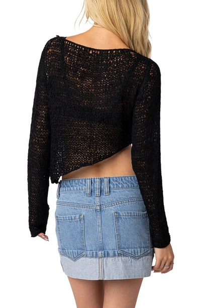 Edikted Open Stitch Asymmetric Sweater In Black