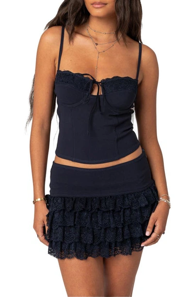 Shop Edikted Maisie Lacey Cupped Corset In Navy
