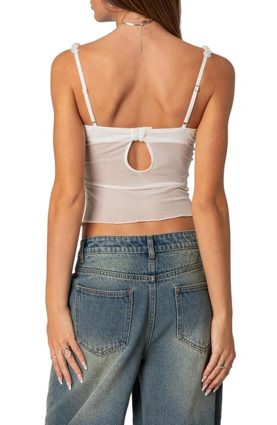 Edikted Malika Lacey Sheer Mesh Tank Top In White