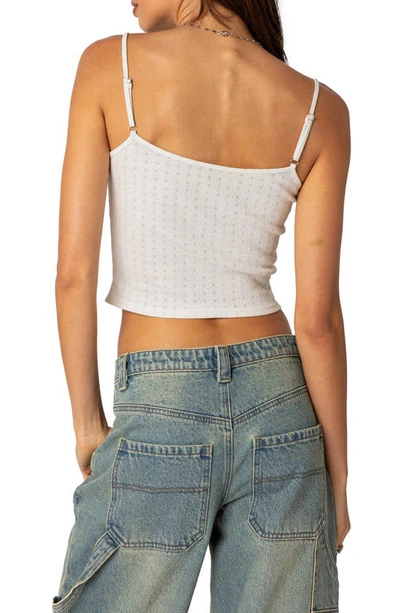 Shop Edikted Divine Hearts Pointelle Crop Camisole In White