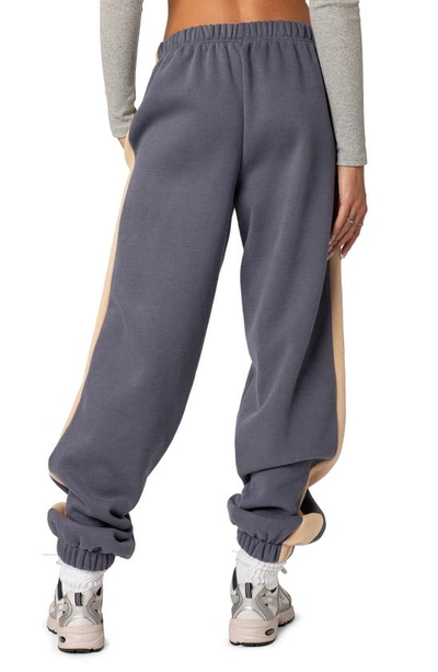 Shop Edikted Saturn Oversized Side Stripe Sweatpants In Blue